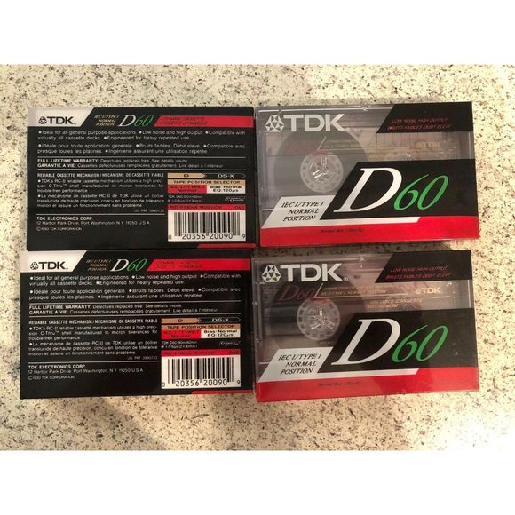 4 Tapes TDK high output blank audio cassette d 60 - Picture 3 of 3